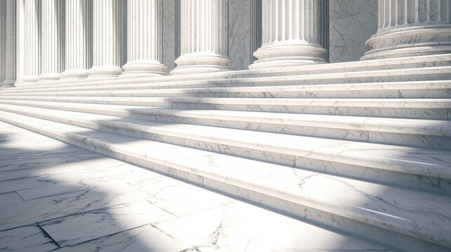 Marble Steps and Columns in Classic Architectural Setting