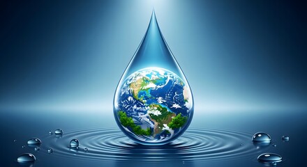 Fototapeta premium World water day conservation earth globe in a drop