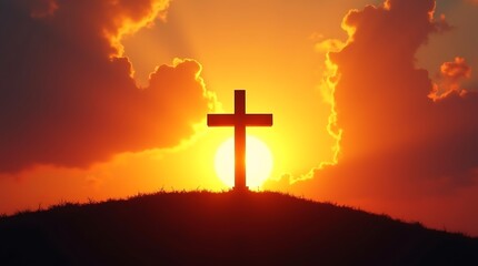 Crucifixion Of Jesus Christ - Cross At Sunset