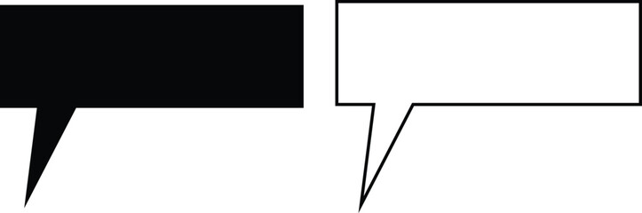 Fototapeta premium Speech and thought bubble icon set in flat and outline style, chat dialogue, comic talk balloons collection, black monochrome vector illustration isolated on transparent background