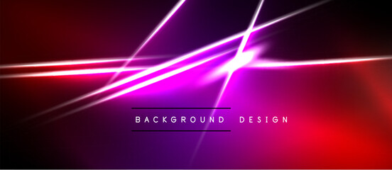 Obraz premium Abstract vibrant background. Dynamic lines create glowing effect, purple, red hues dominate design. Modern aesthetic.