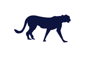 Cheetah Silhouette Walking Big Cat Wild Animal Vector Style Isolated