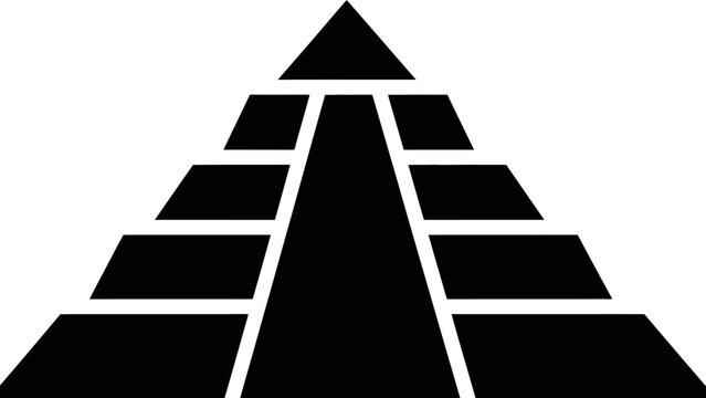 Abstract Pyramid Symbol, Geometric Structure, Modern Design, Black and White