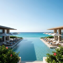 Obraz premium Modern Overwater Resort with Infinity Pool