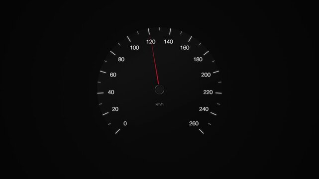Futuristic Analog Speedometer Gauge Interface with Glowing Digital Dashboard Animation

