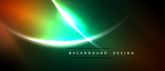 Abstract neon lines, vibrant colors blend. Dark background creates dramatic visual effect. Modern design element for digital projects.
