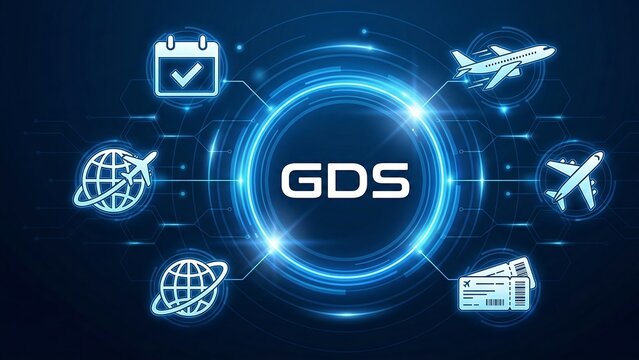 GDS acronym, Global distribution system concept,computerized network that enables travel agencies, online travel agents, and other travel-related organizations to access, search, and book reservations