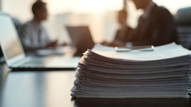 HR manager meticulously reviewing complaint files