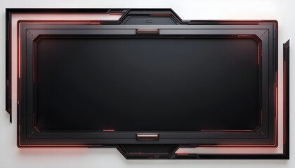 Abstract Metallic Red Shiny Black Frame Modern Tech Vector Background