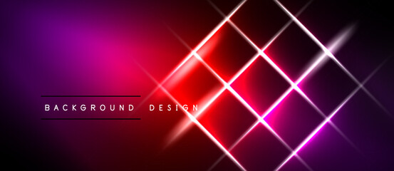 Obraz premium Abstract neon pattern. Vibrant pink, red gradients create dynamic grid effect. Modern design suitable for digital backgrounds.