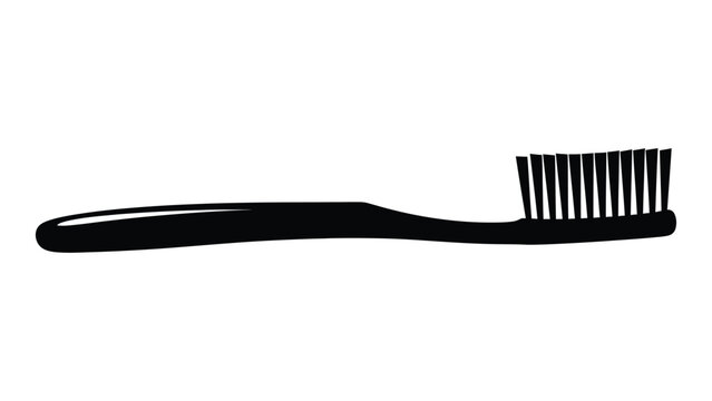 A close-up view of a black toothbrush with firm bristles Vector