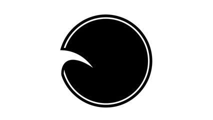 Abstract Black Circle with White Outline and Cutout, Minimalist Geometric Shape