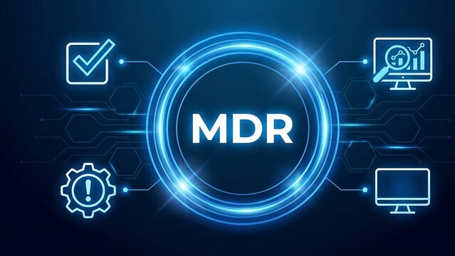 MDR Managed Detection and Response software concept, providers proactively monitor their customers networks, endpoints, and other IT resources for security incidents. new