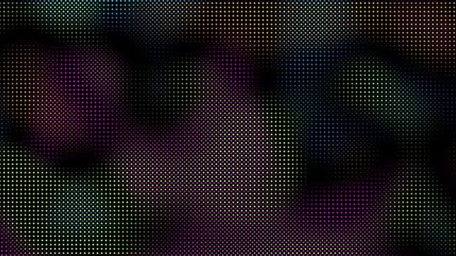 Animated abstract technology random dots and grid 4K on black background. Loop background. Led halftone and moire effect