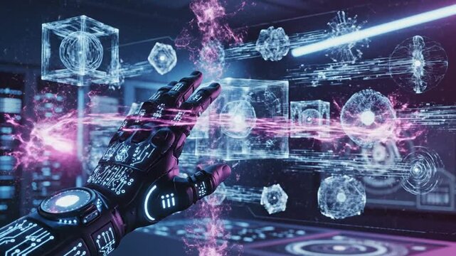Exploring ai-generated tech virtual interactions in a futuristic immersive lab environment