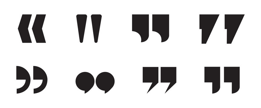 Quote mark line vector icon set, quotation mark collection, outline simple illustration, isolated quote icons, vector graphic on transparent background