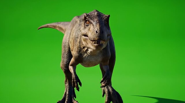 A video dinosaurs rendering of a dinosaur standing on its hind legs in a dynamic pose