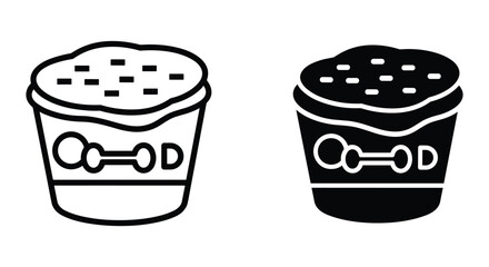 Ice Cream Cup Icon Black And White Outline Illustration