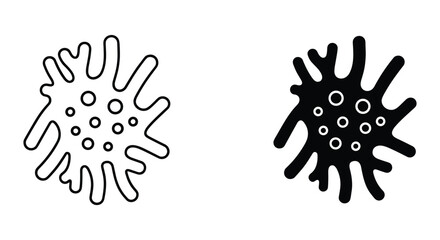Fototapeta premium Virus Bacteria Microbe Icon Set Black And White Design