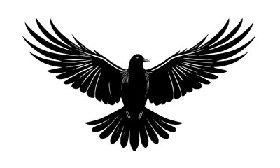 Fototapeta premium Eagle with Spread Wings Front View Silhouette Vector Illustration for Power Strength and Freedom Logo Design 