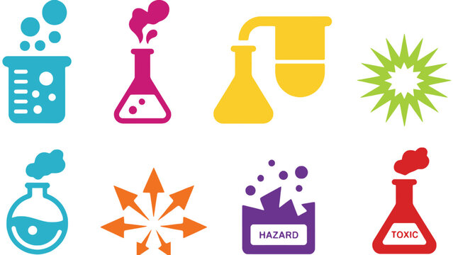 Laboratory equipment vector icons set for science and chemistry
