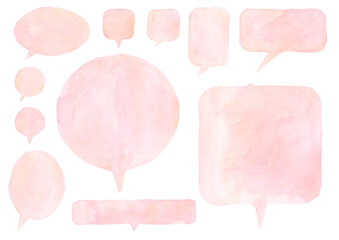 吹き出し、水彩、パステルカラー、ピンク
