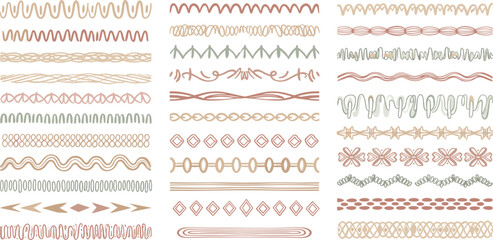 A diverse collection of decorative patterns and designs in various shapes and colors displayed on a clean background