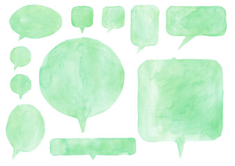 吹き出し、水彩、パステルカラー、グリーン