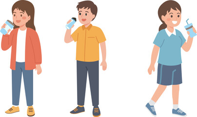 Obraz premium People Drinking Water Illustration