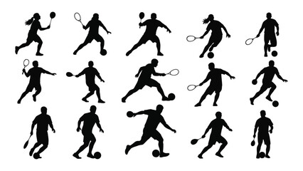 Silhouettes of various people engaged in different sports activities Vector