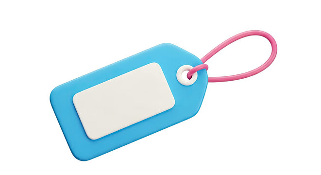 3D Blue Tag with Pink Loop and White Label