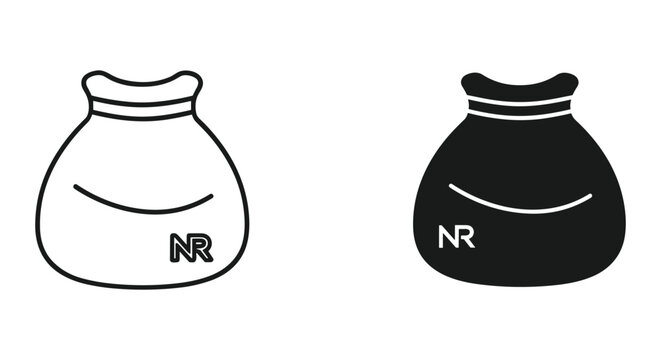Simple Black and White Money Bags with NR Logo Illustration