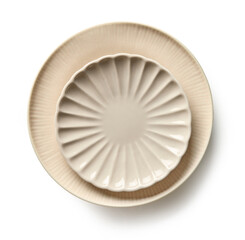 Beige Pastel Decorative Plates Isolated on White Background