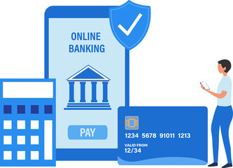Mobile banking Online E-Banking App concept. People use smartphone to pay online money 