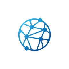 Modern Abstract Global Network Logo with Digital Connection Nodes and Technology Sphere Symbol