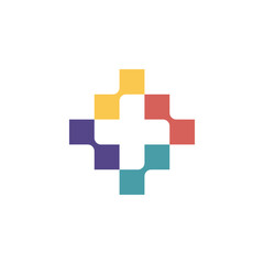 Modern Abstract Medical Cross Logo Design for Digital Health and Pharmacy Technology