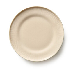 Beige Pastel Decorative Plate Isolated on White Background
