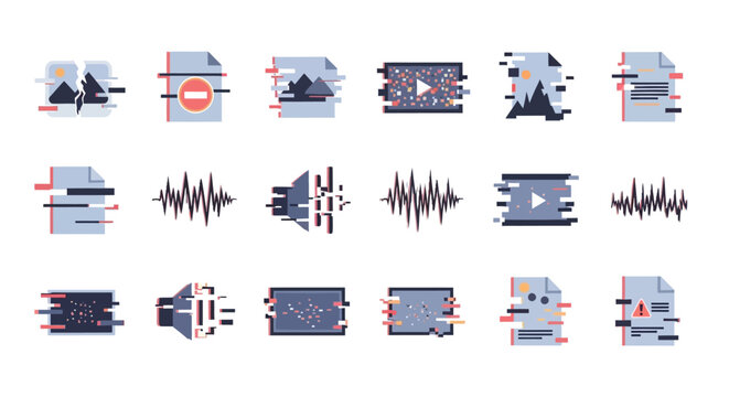 Collection of various digital media icons.