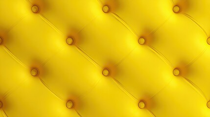 Fototapeta premium Close Up of Bright Yellow Button Tufted Upholstery with Diamond Pattern and Uniform Lighting for Texture and Design Applications Fabric Background