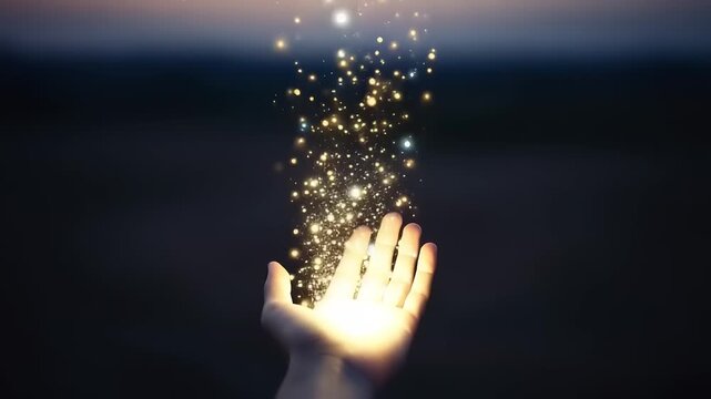 Glowing Lights Being Released From Hand.