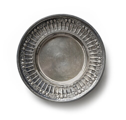 empty old metal silver plate