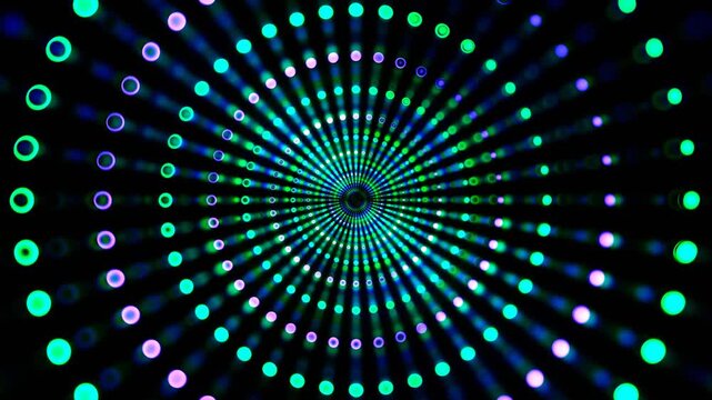 3D kaleidoscope effect with mirrored geometric patterns creating mesmerizing symmetry. Seamless loop music festivals, DJ sets, nightclub visuals, meditation apps, live performances. 4K quality