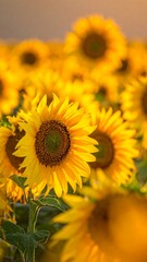 Obraz premium Vibrant sunflowers in a lush field