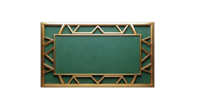 Green Rectangle with Gold Geometric Frame