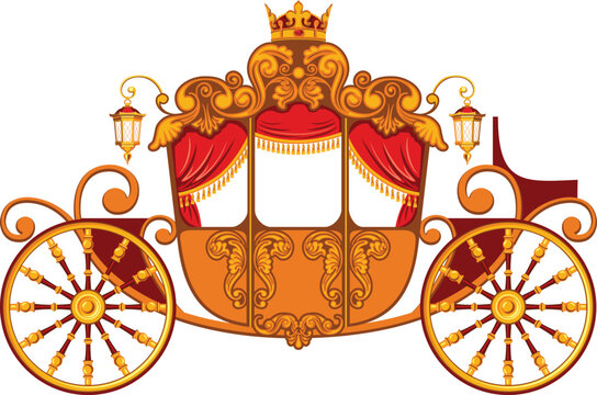 Vintage royal wedding carriage coach, Vector file. 
wedding invitations, princess themes, storybook illustrations, vintage transport designs and celebration graphics.