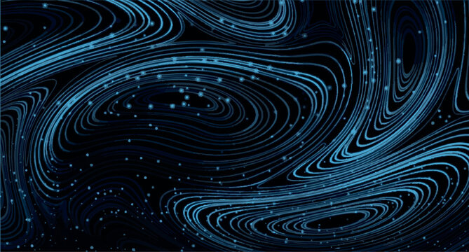 Neon Blue Data Flow Texture - Abstract Cyber Lines and Particles on Black Background