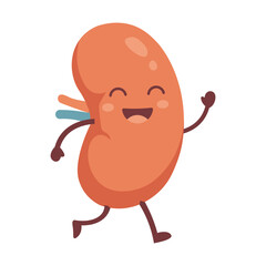 Obraz premium Happy Running Kidney Cartoon Character