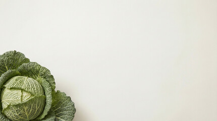 Fresh savoy cabbage on a light background with copy space