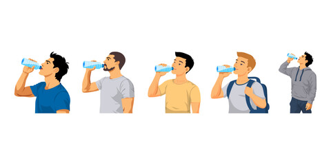 people drinking water Illustration