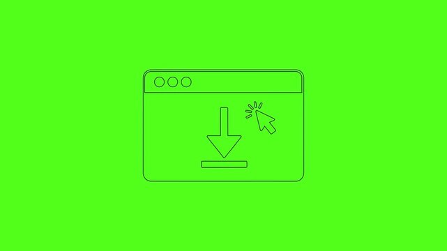 Web Browser Window File Download Vector Line Art Icon Animation Green Screen